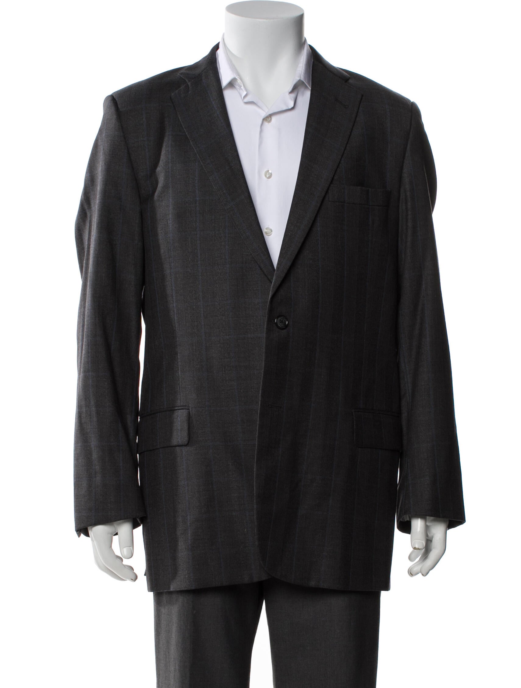 Burberry London Wool Plaid Print Blazer