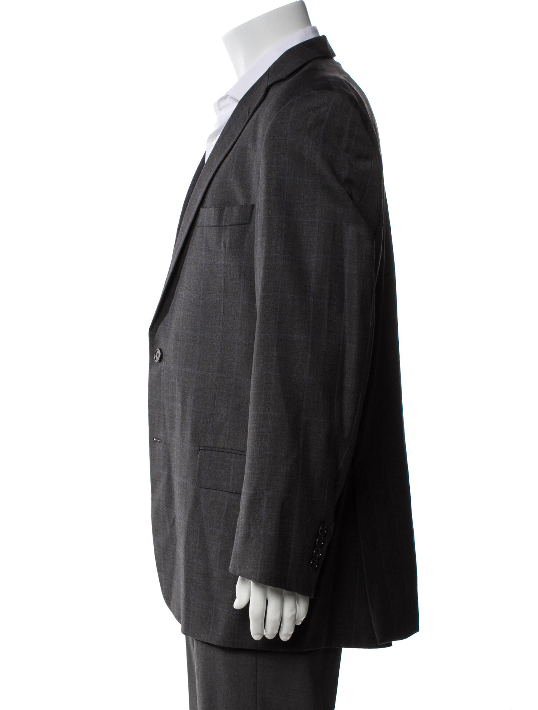 Burberry London Wool Plaid Print Blazer