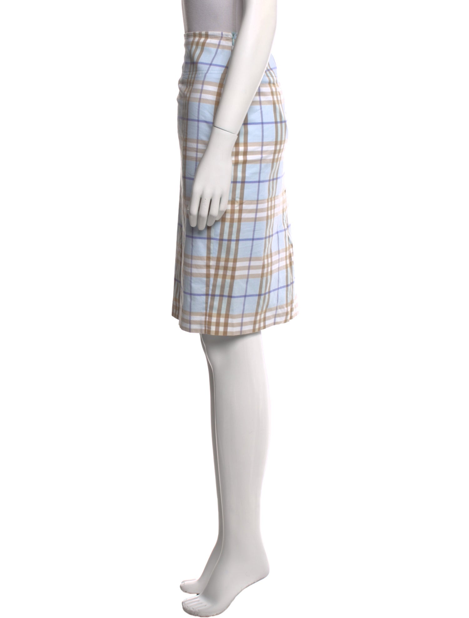 Burberry London Plaid Print Knee-Length Skirt