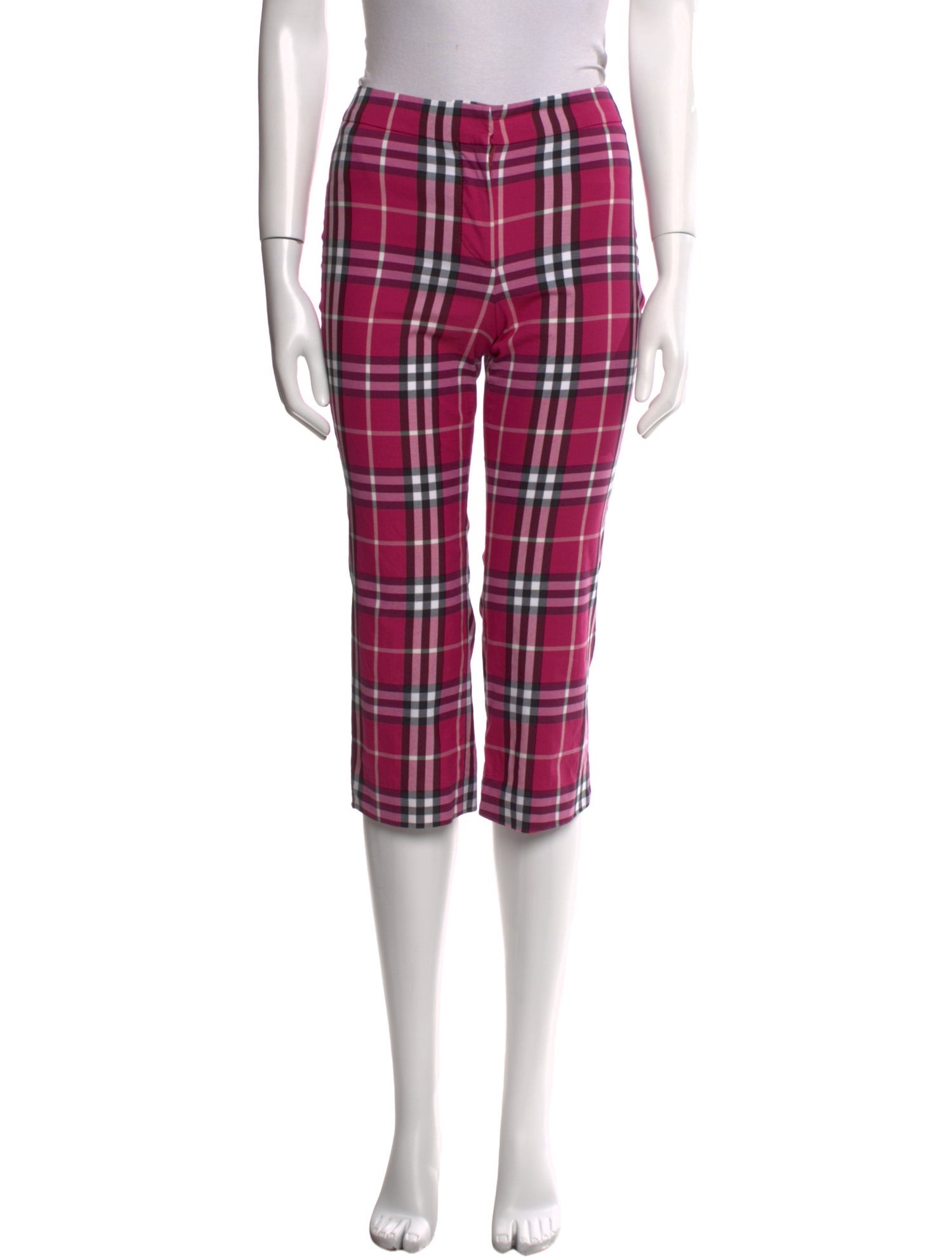 Burberry London Plaid Print Straight Leg Pants