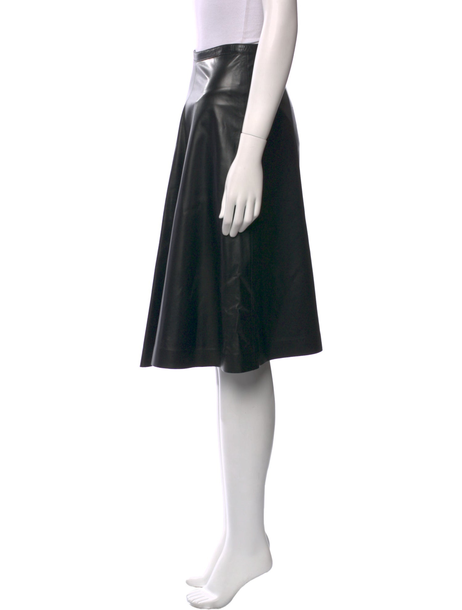 Burberry London Leather Knee-Length Skirt