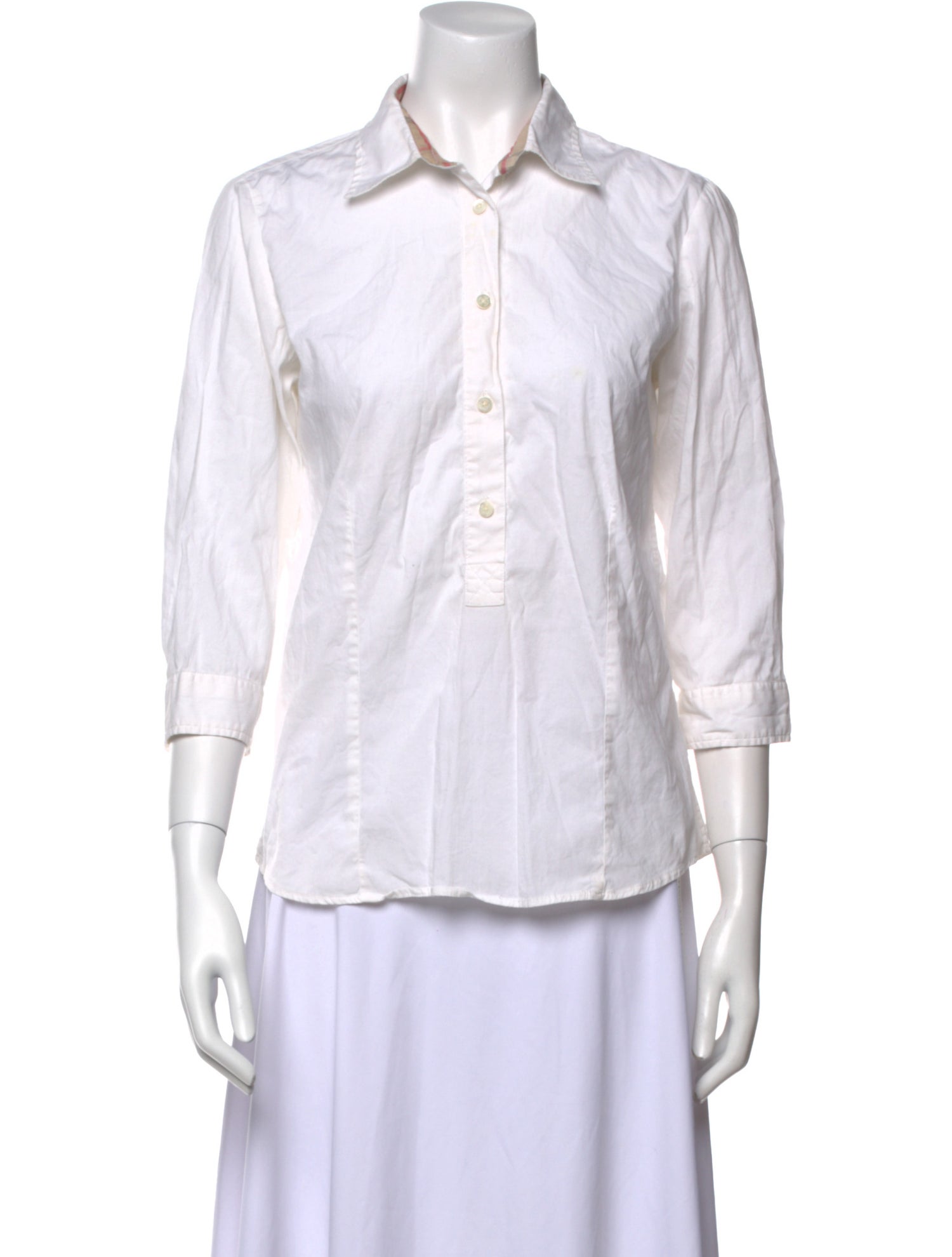 Burberry London Three-Quarter Sleeve Button-Up Top