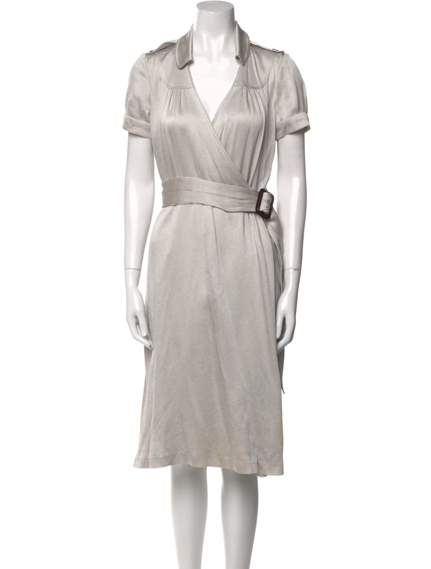 Burberry London V-Neck Midi Length Dress