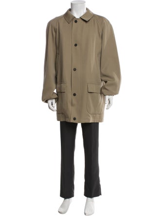 Burberry London House Check Pattern Wool Trench Coat