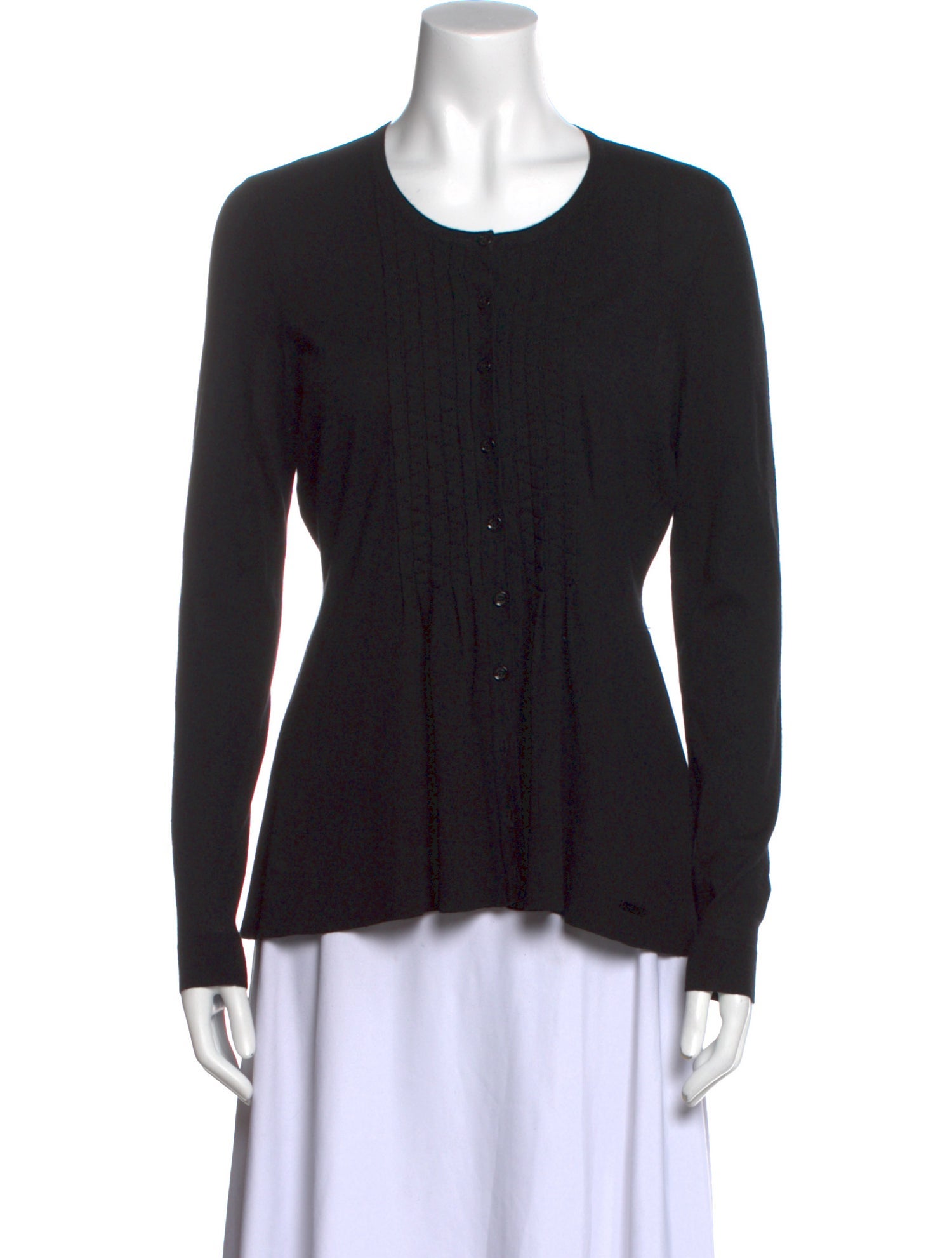 Burberry London Silk Crew Neck Button-Up Top