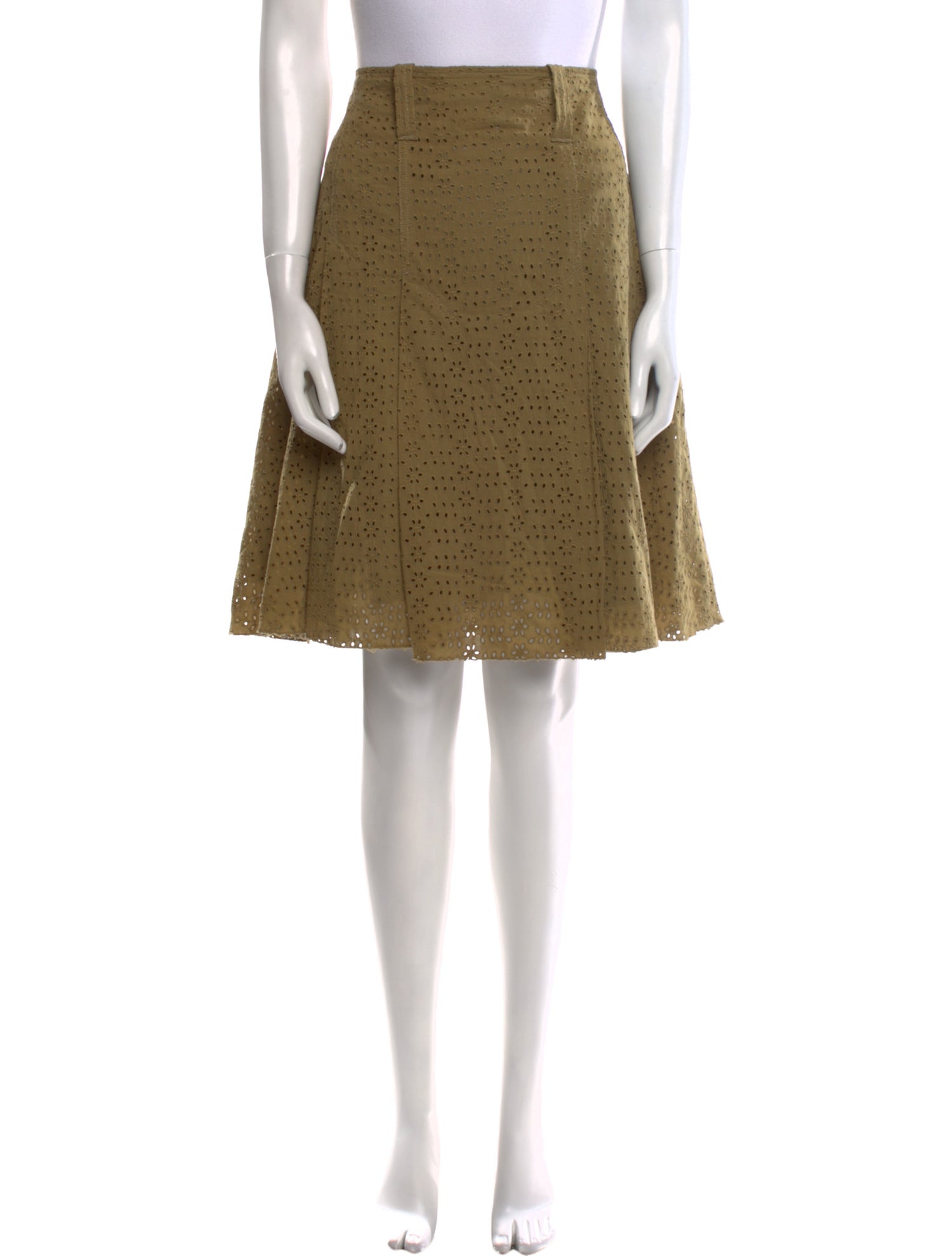 Burberry London Eyelet Trim Knee-Length Skirt