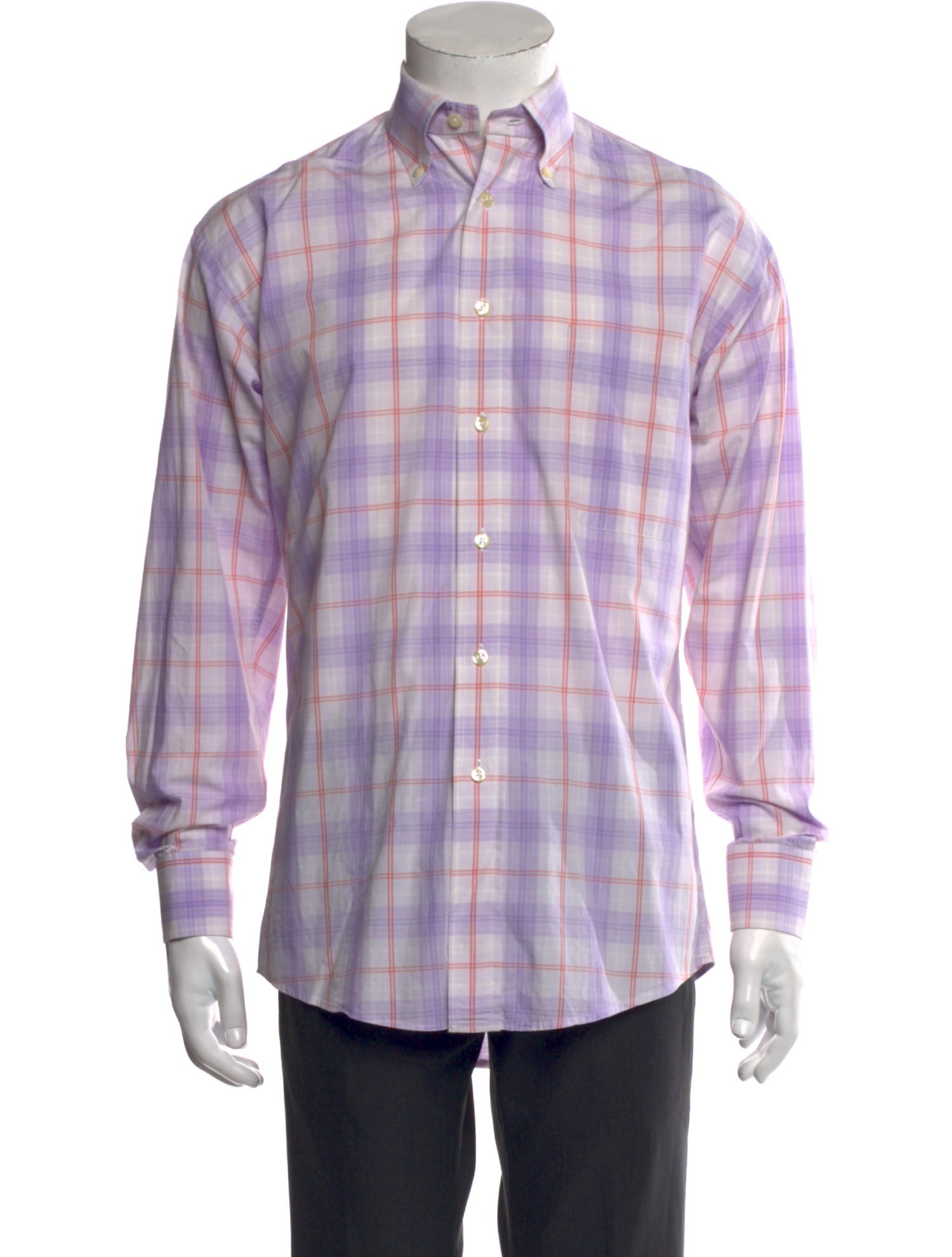 Burberry London Plaid Print Long Sleeve Dress Shirt