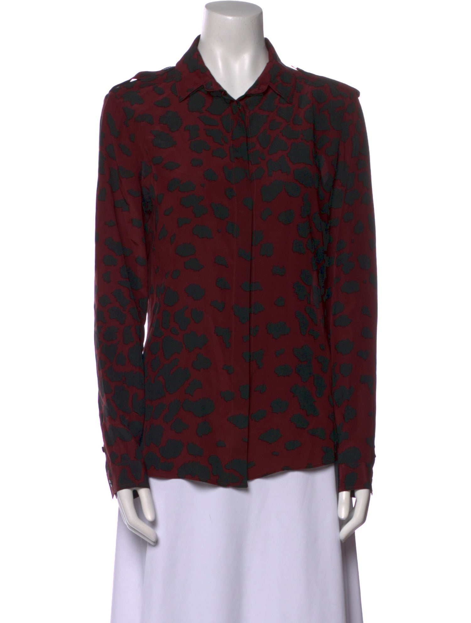 Burberry London Silk Animal Print Button-Up Top