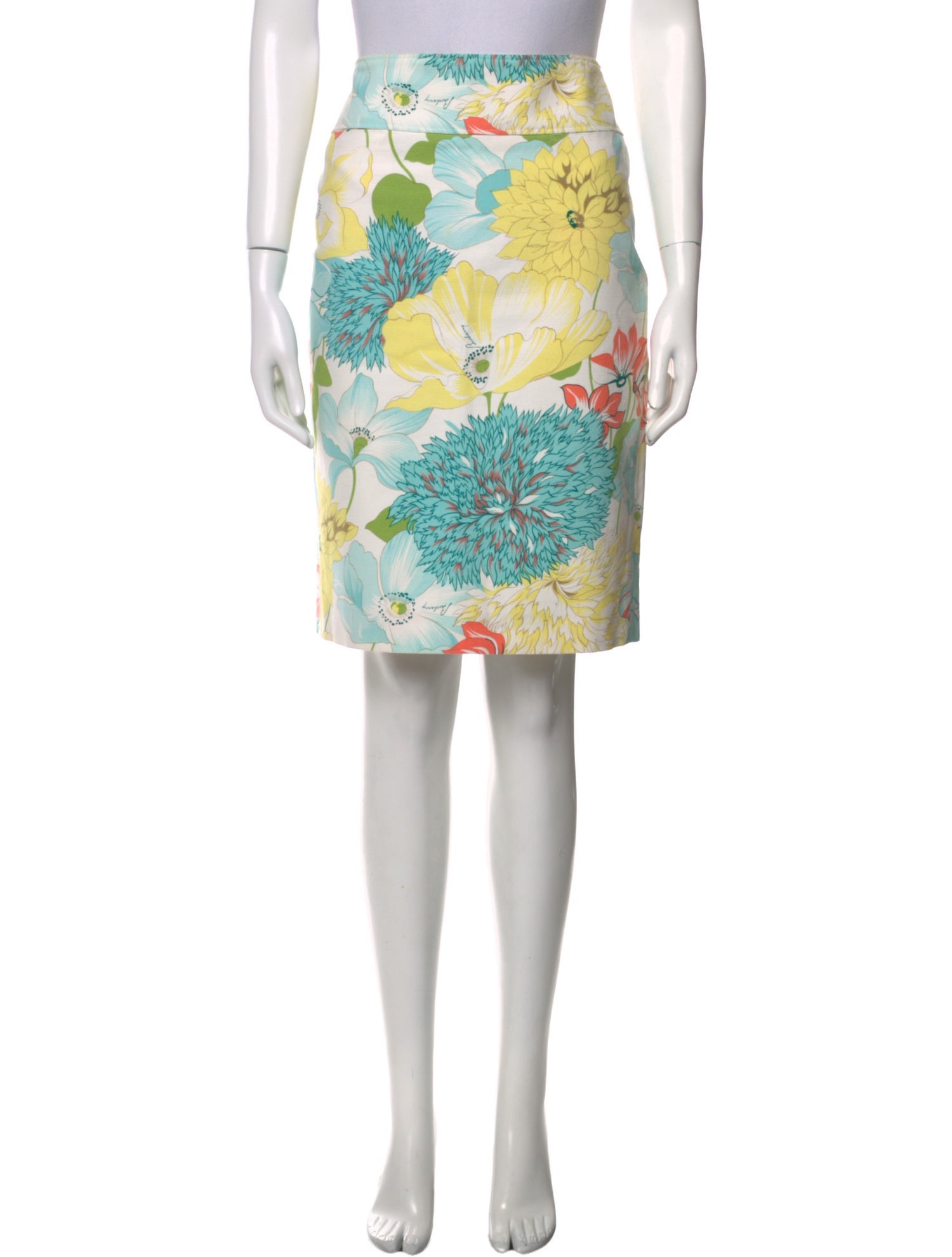 Burberry London Floral Print Knee-Length Skirt