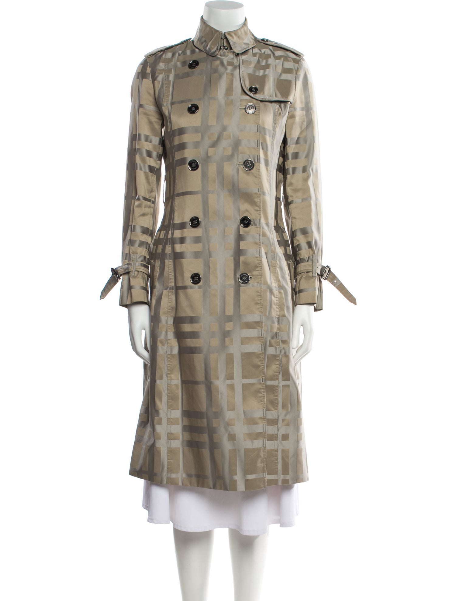 Burberry London Plaid Print Trench Coat