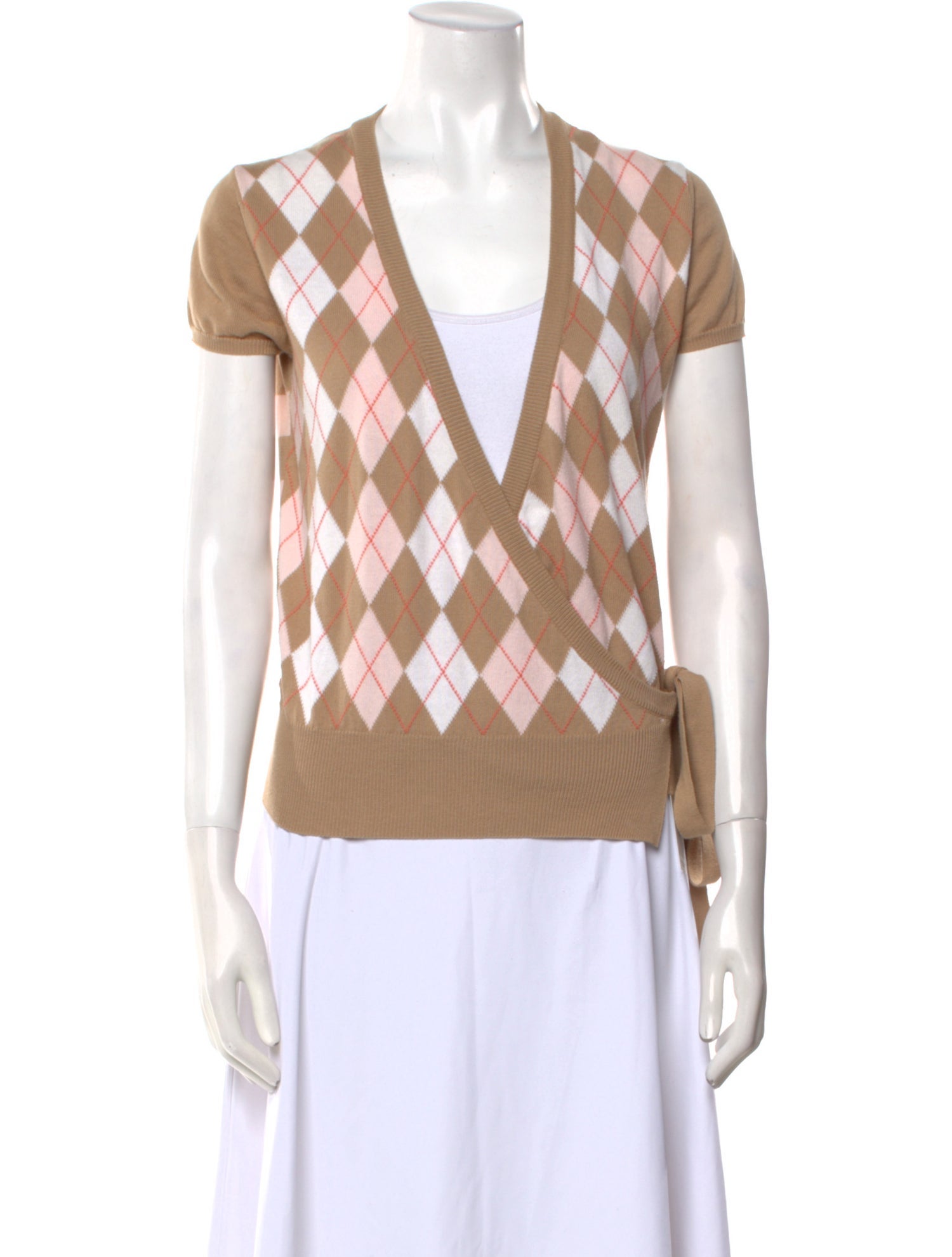 Burberry London Printed V-Neck Sweater