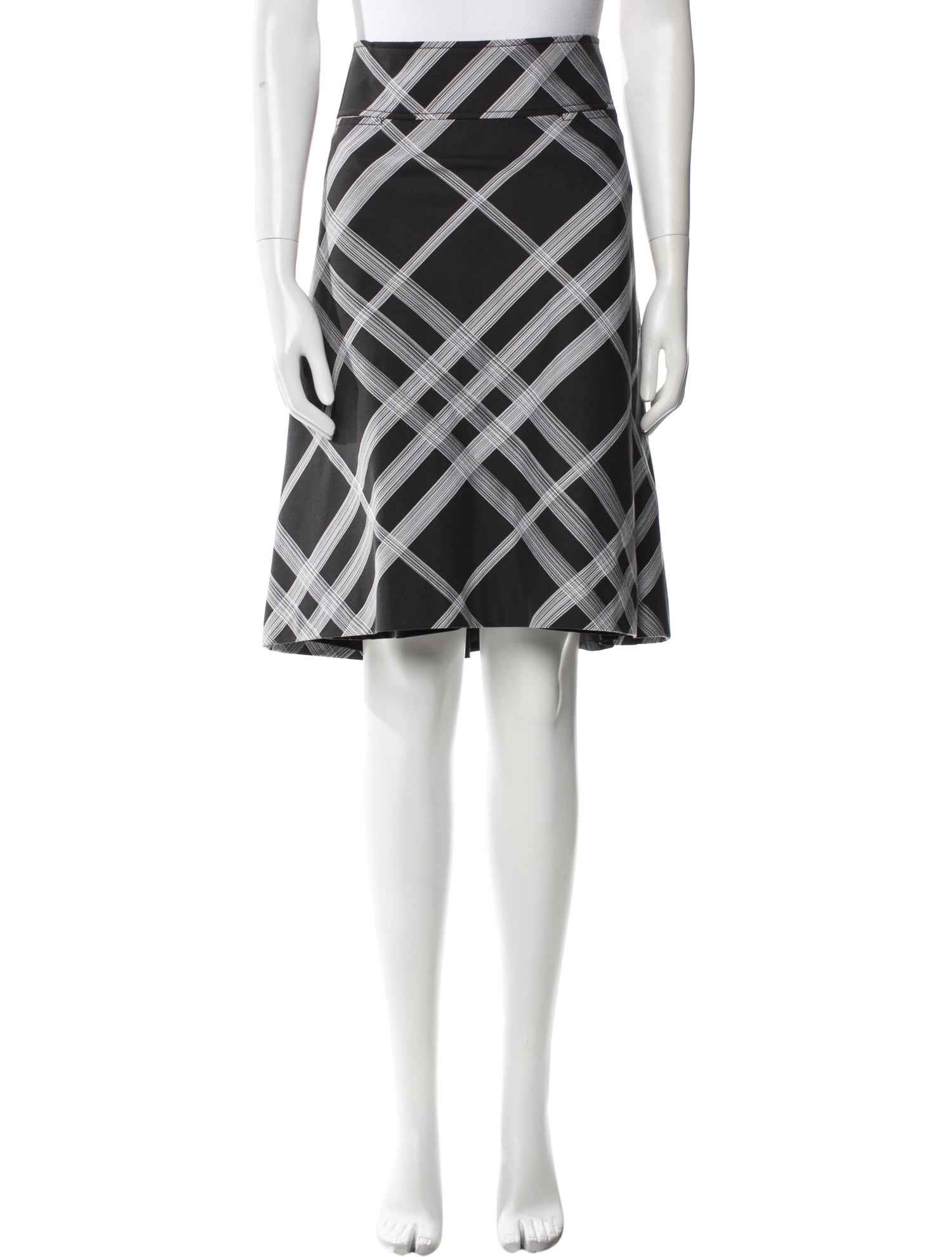 Burberry London Plaid Print Knee-Length Skirt