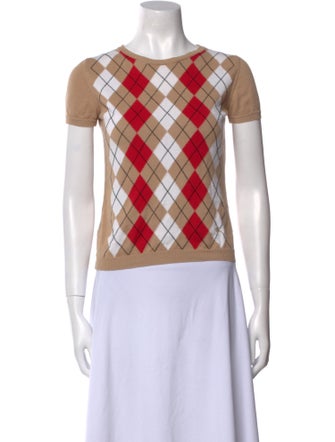 Burberry London Plaid Print Bateau Neckline Top