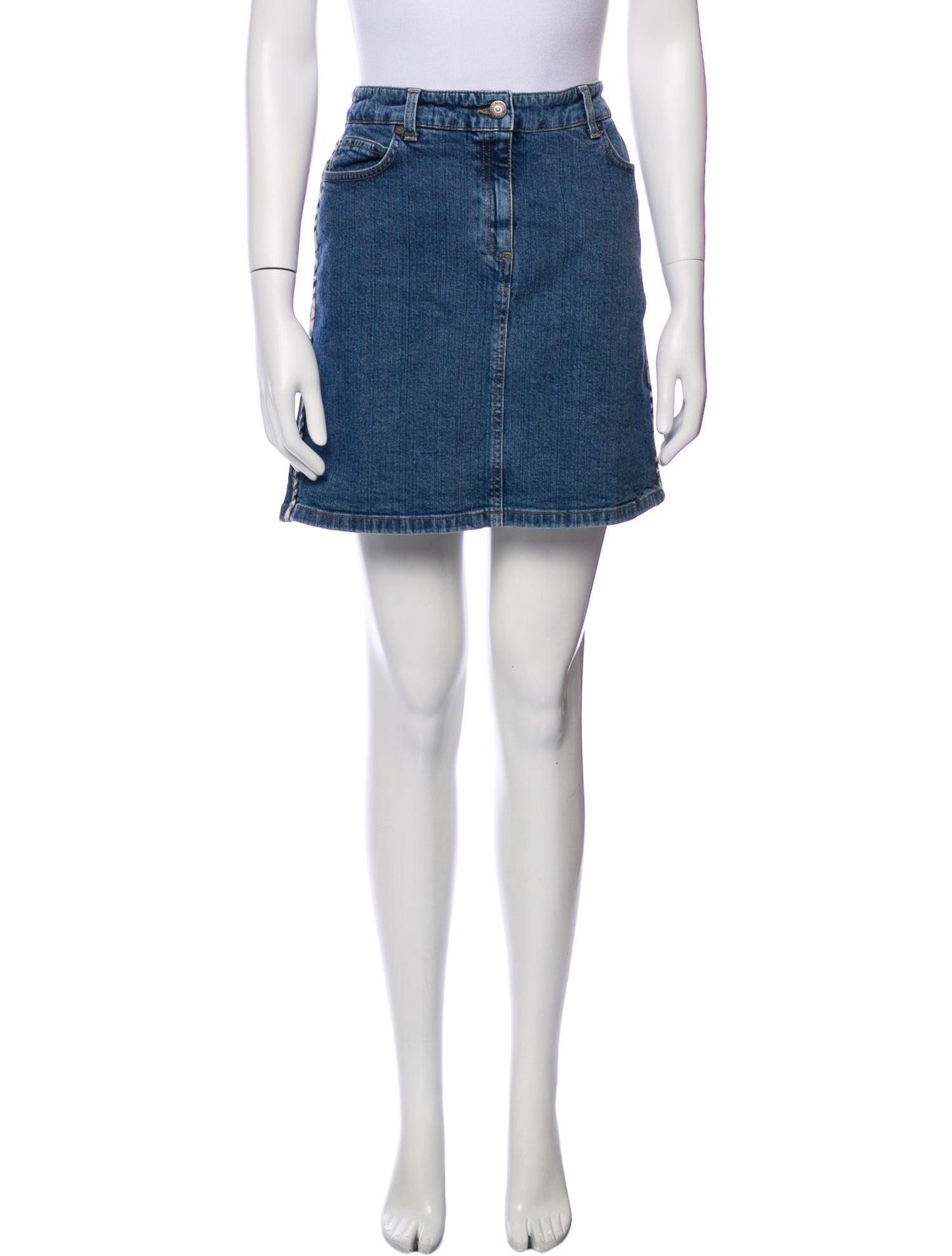 Burberry London Leather Trim Embellishment Mini Skirt