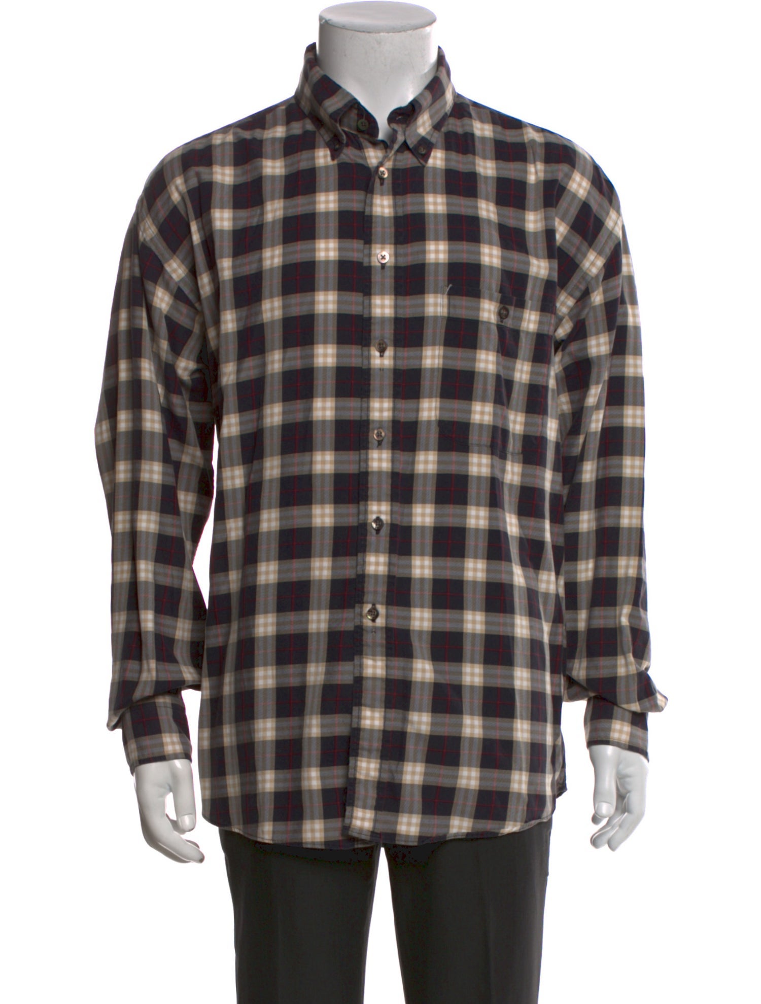 Burberry London Plaid Print Long Sleeve Shirt