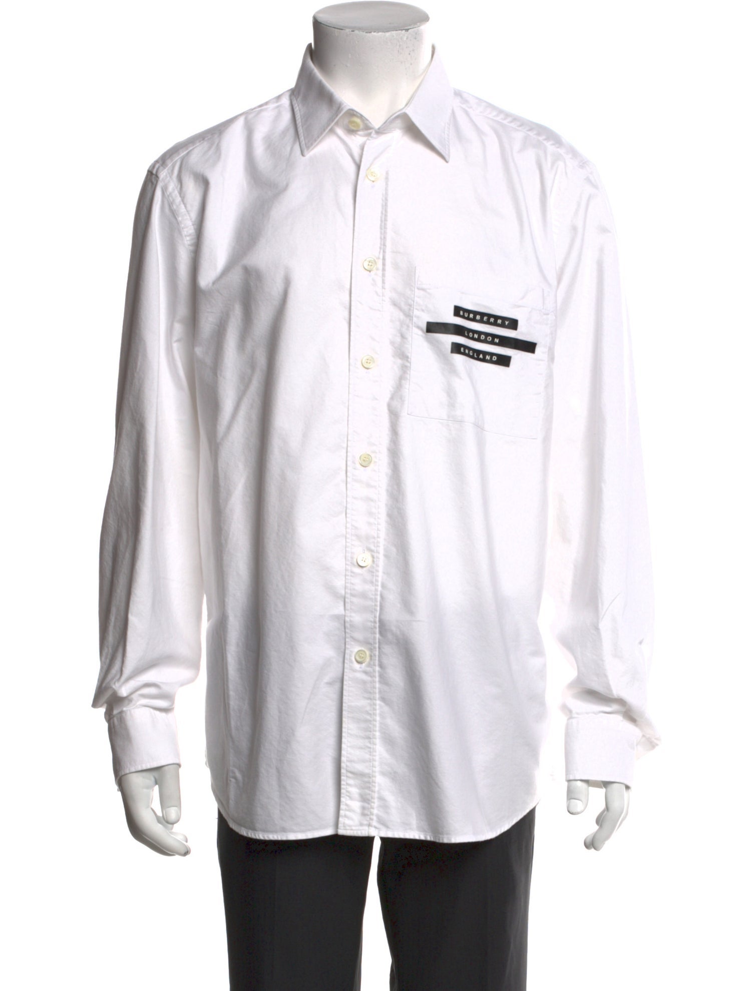 Burberry London Signature Logo Graphic Print Denim Shirt