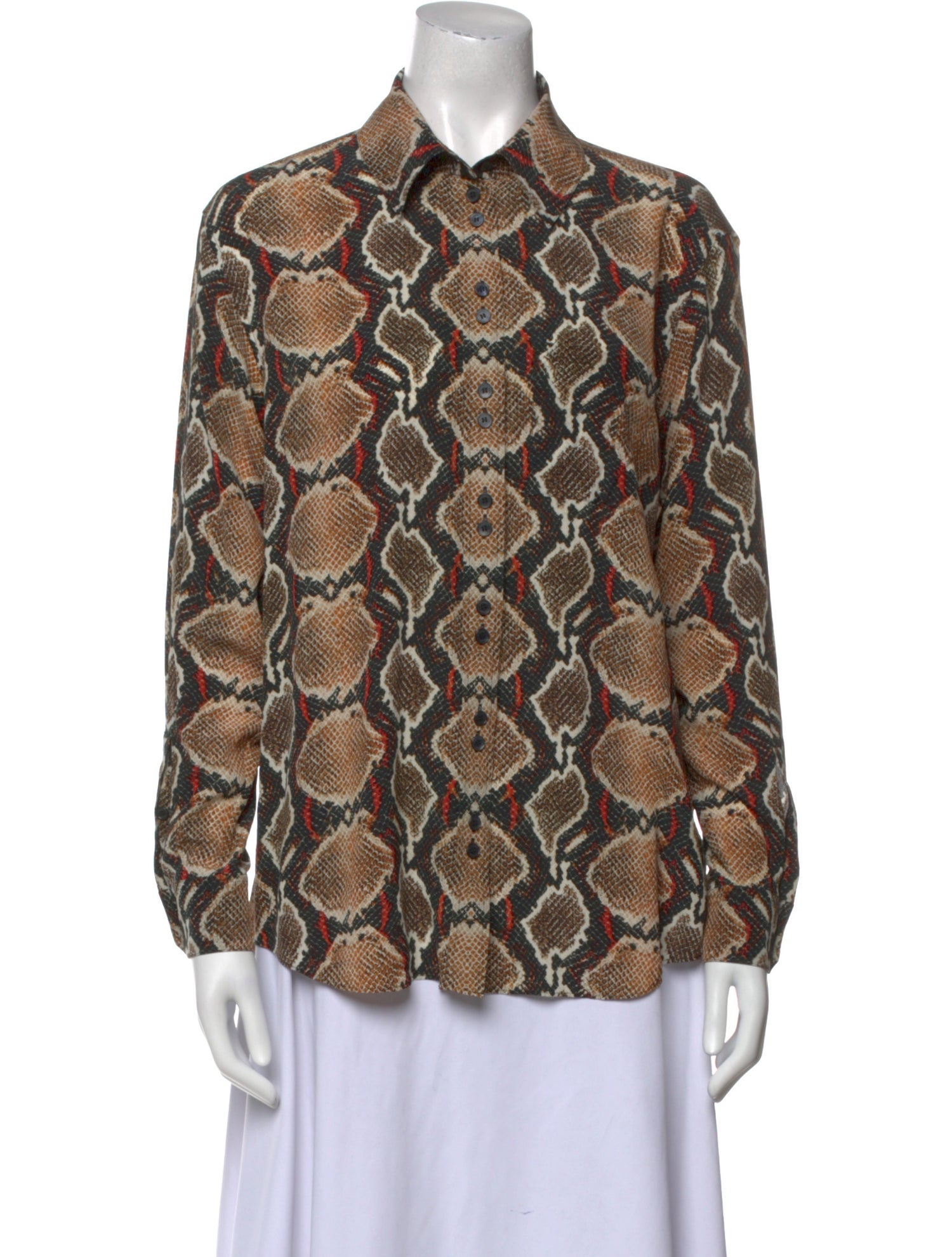 Burberry London Silk Printed Button-Up Top