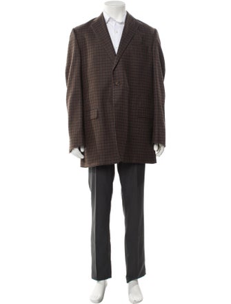 Burberry London Wool Houndstooth Print Overcoat