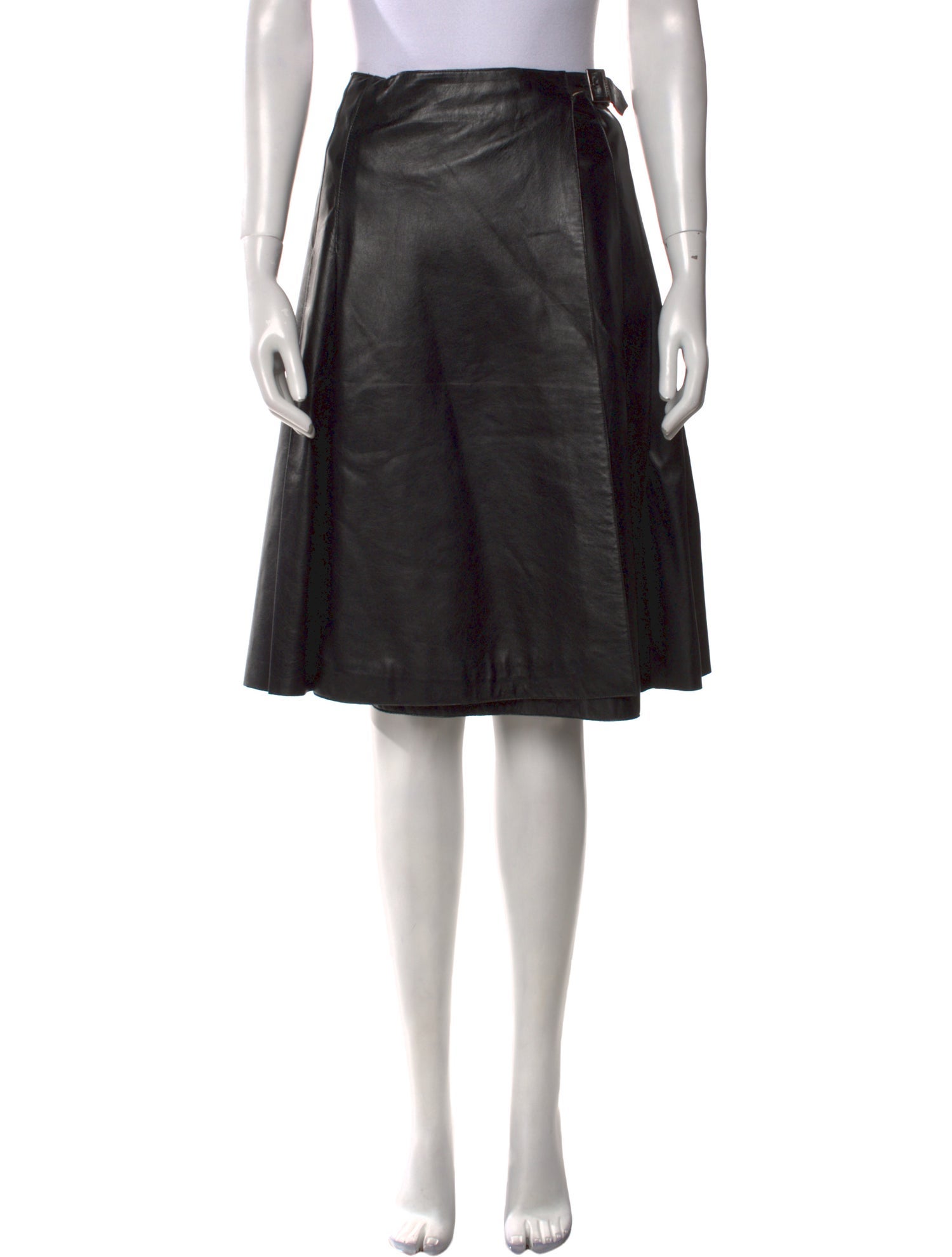 Burberry London Leather Knee-Length Skirt