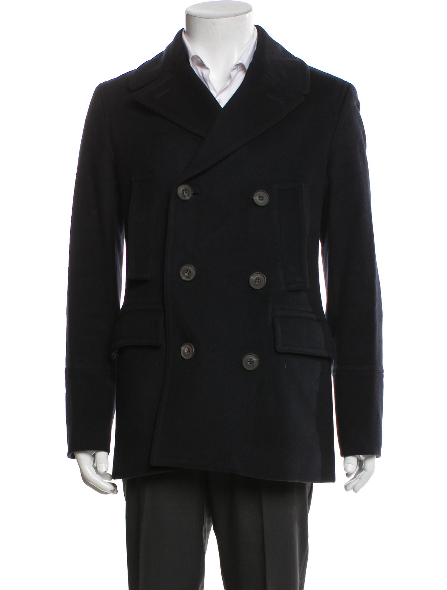 Burberry London Abstract Check Virgin Wool Peacoat