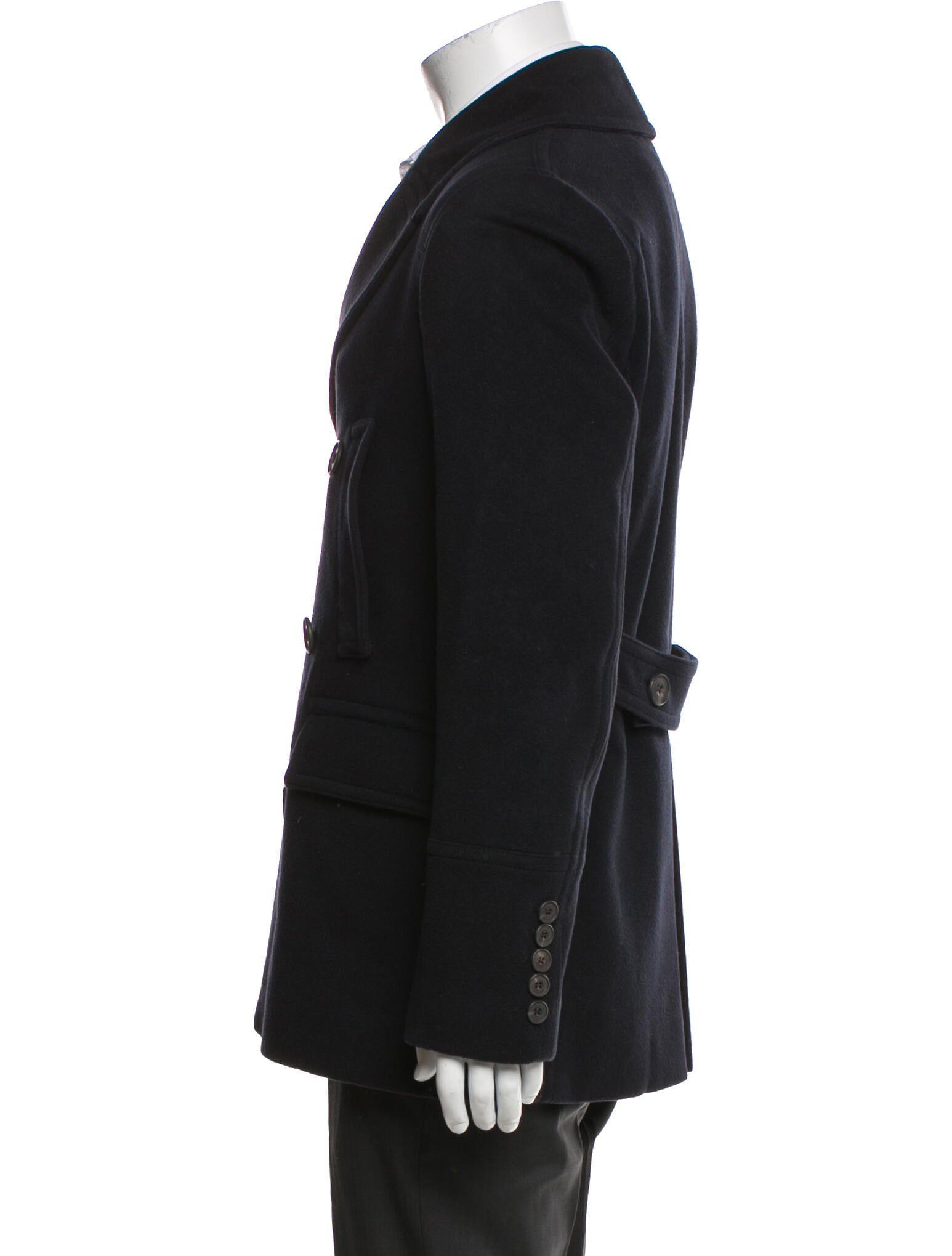 Burberry London Abstract Check Virgin Wool Peacoat