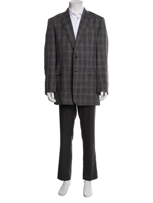 Burberry London Silk Plaid Print Blazer