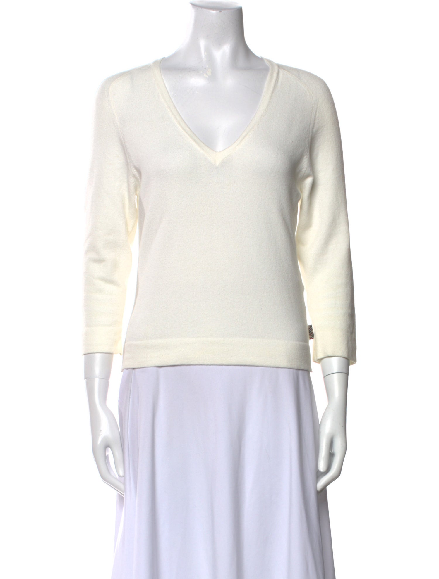 Burberry London V-Neck Three-Quarter Sleeve Top