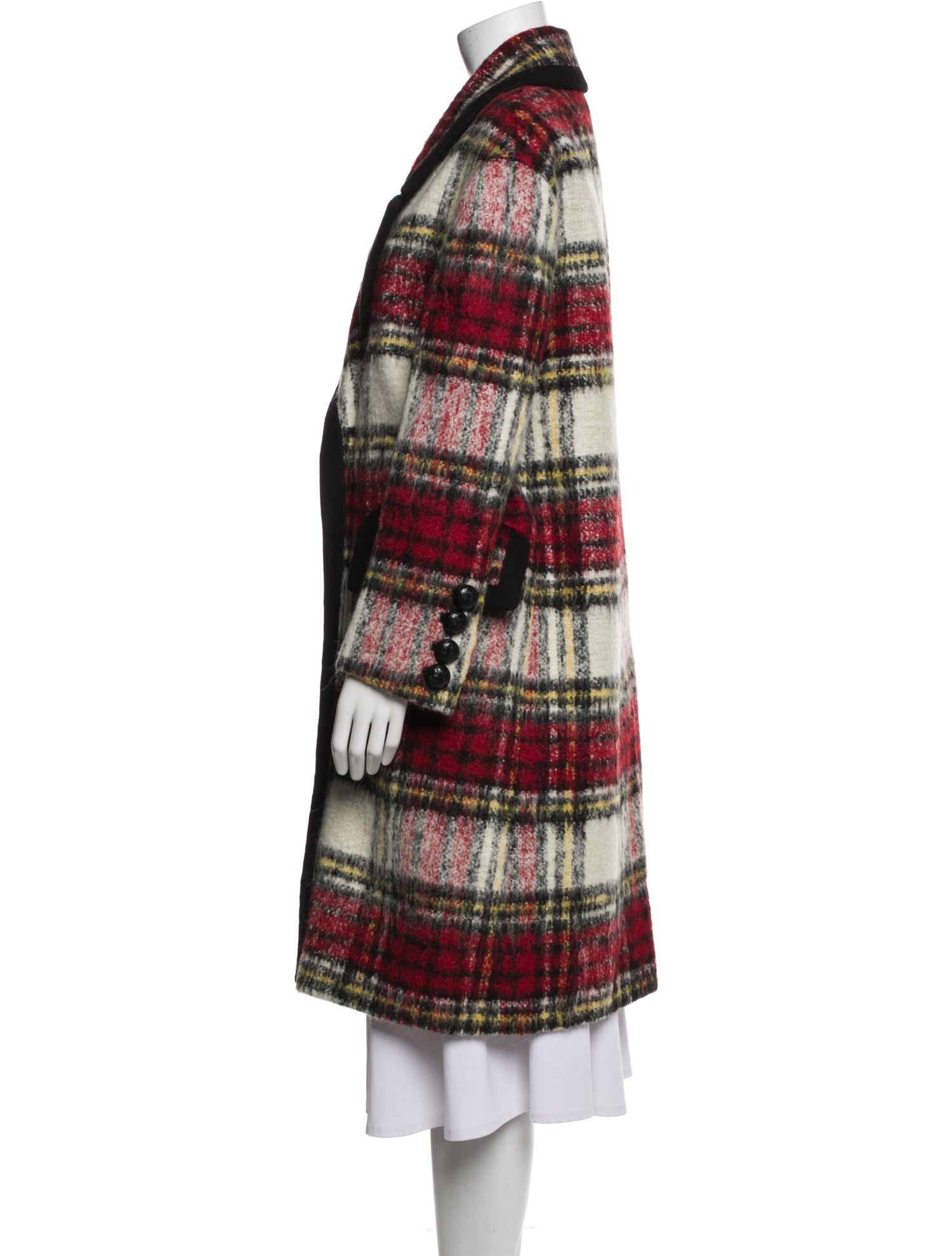 Burberry London Wool Plaid Print Peacoat