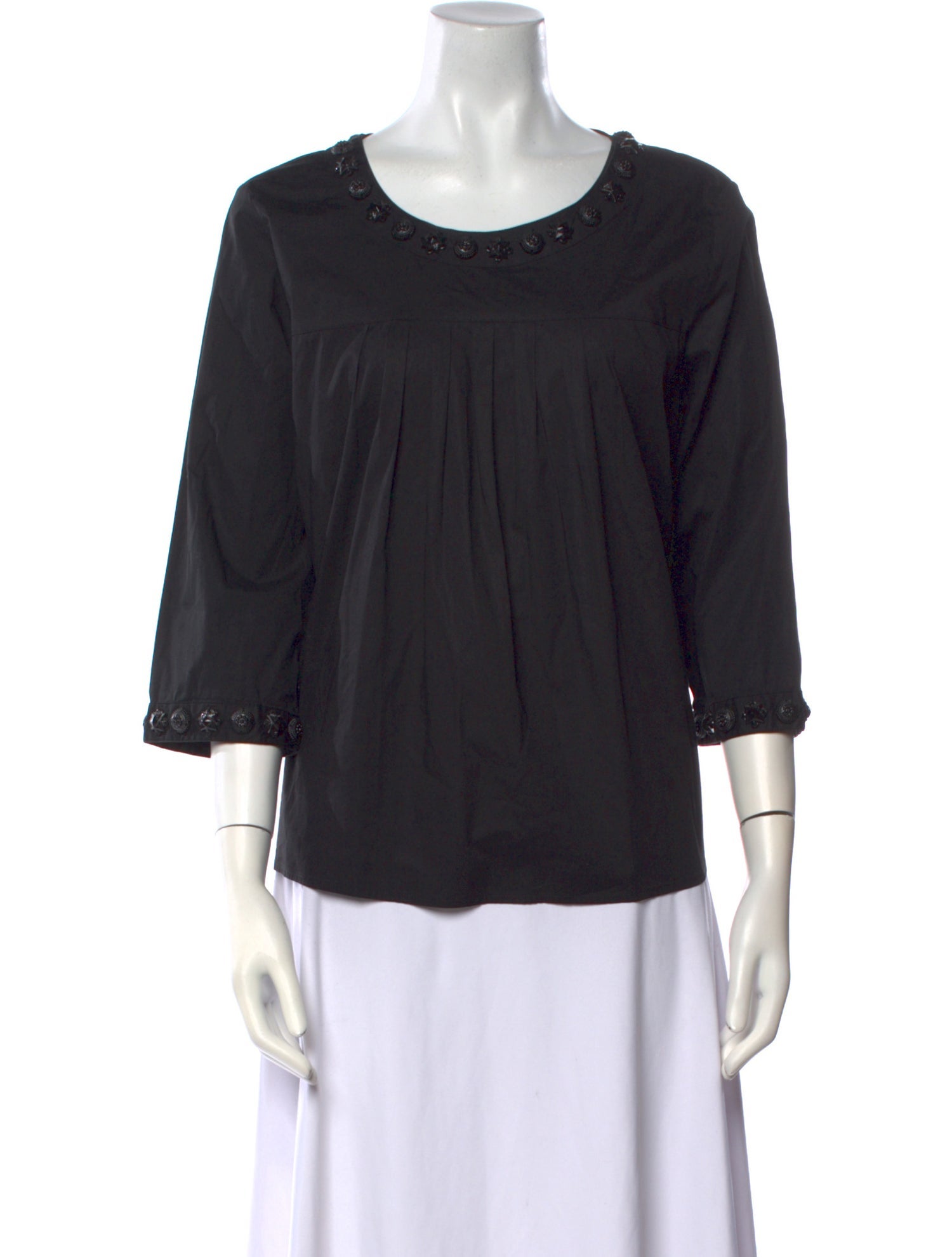 Burberry London Scoop Neck Three-Quarter Sleeve Blouse