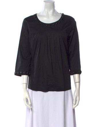 Burberry London Scoop Neck Three-Quarter Sleeve Blouse