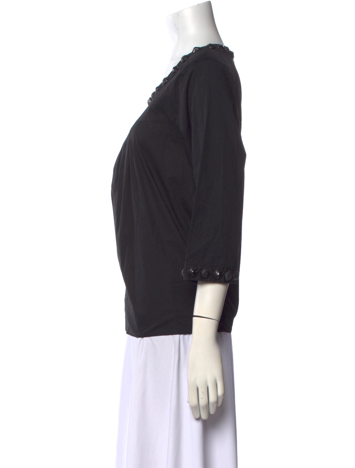 Burberry London Scoop Neck Three-Quarter Sleeve Blouse