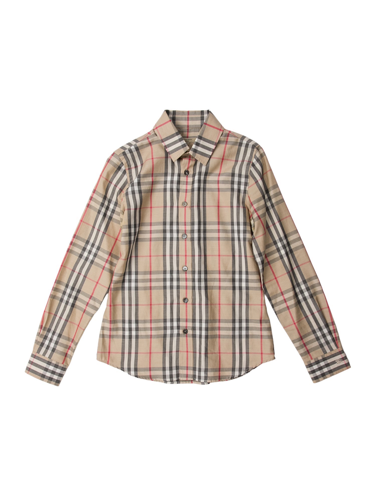 Burberry London Plaid Print Long Sleeve Dress Shirt