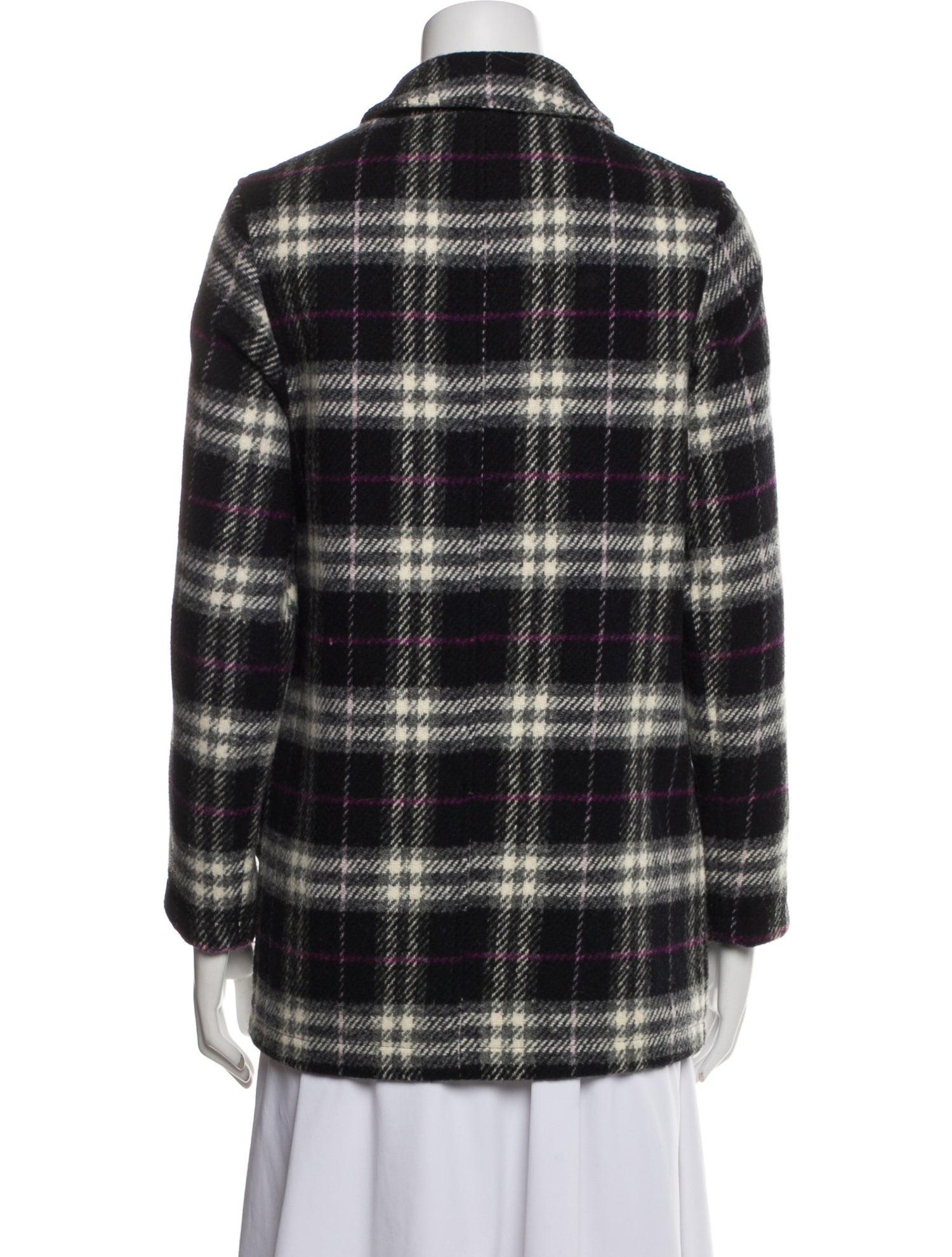 Burberry London Wool Plaid Print Coat