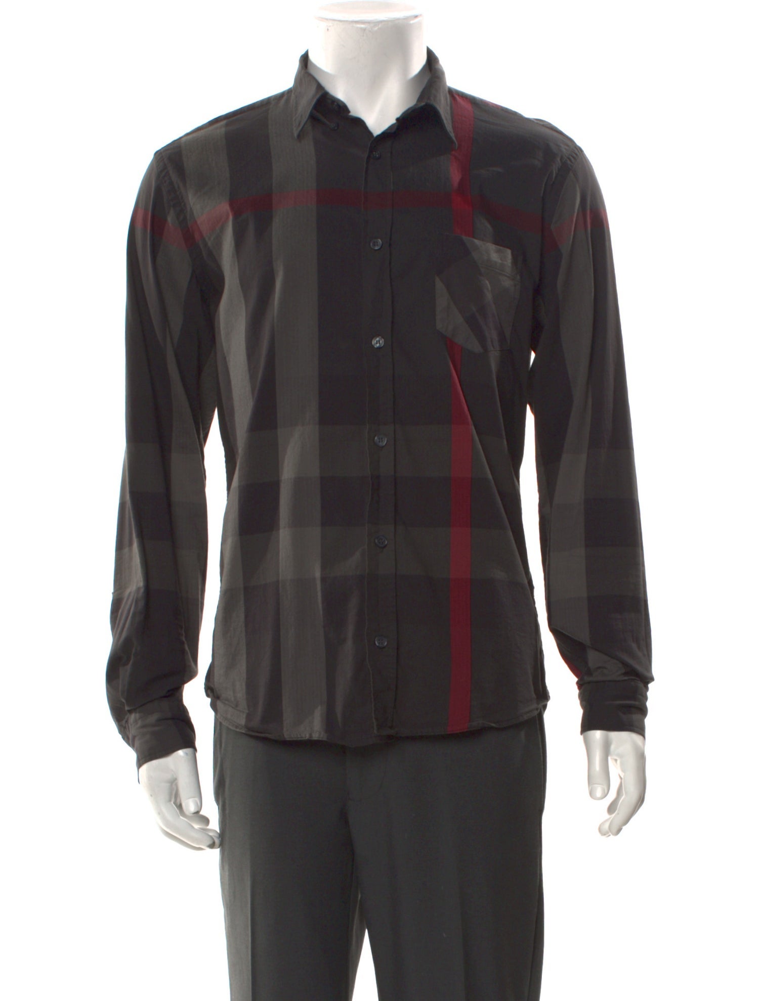 Exploded Check Pattern Burberry London Exploded Check Pattern Long Sleeve Shirt - Grey Casual ...