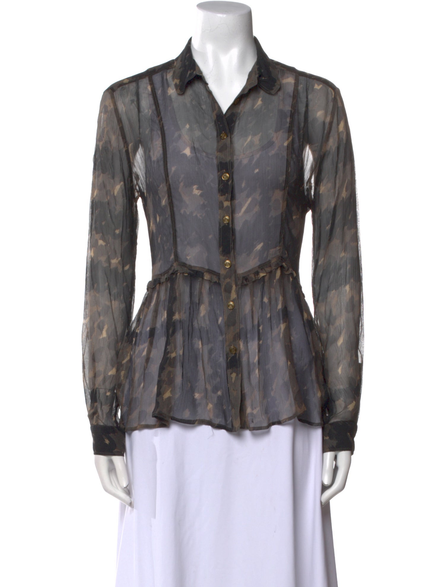 Burberry London Silk Printed Button-Up Top