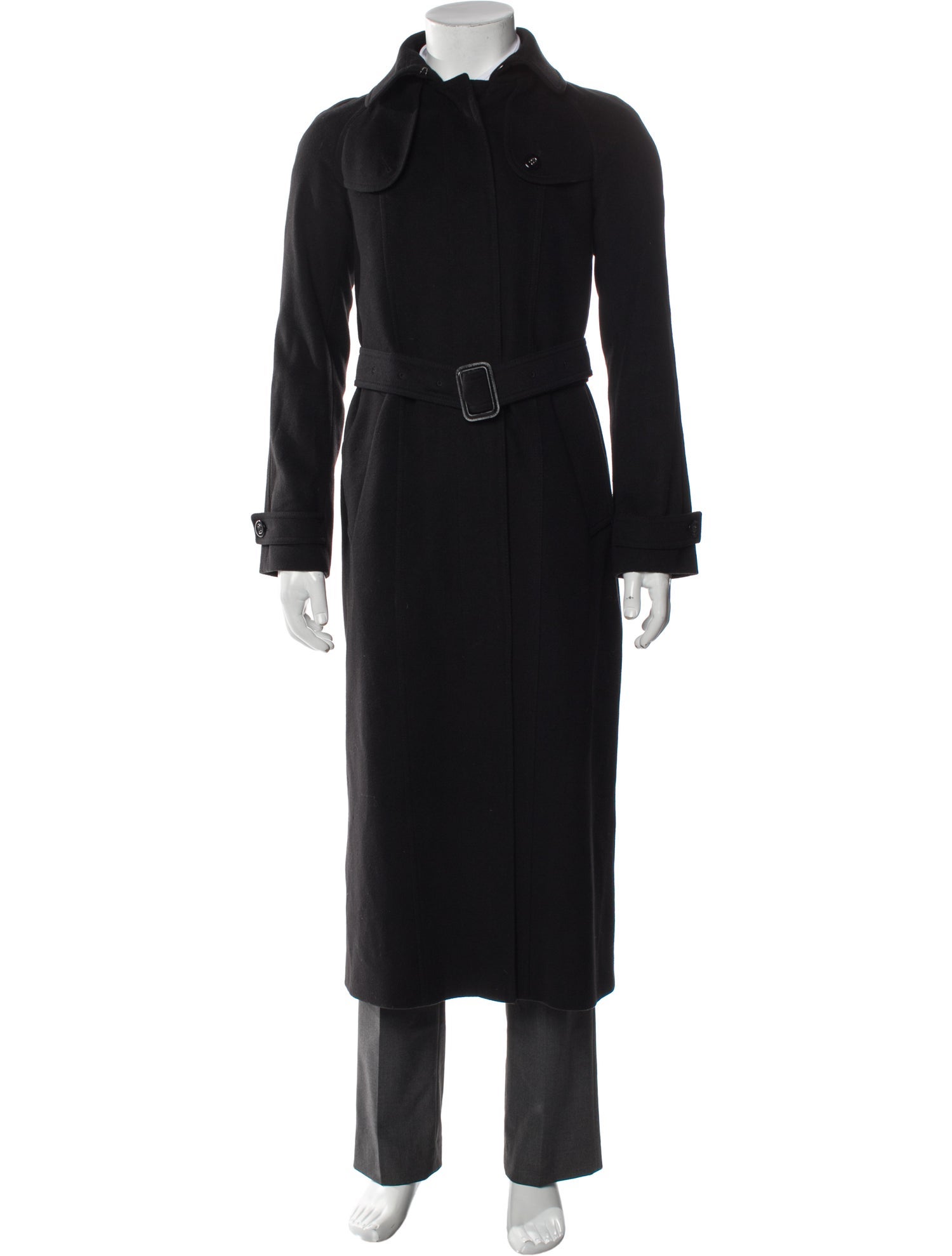 Burberry London House Check Pattern Virgin Wool Trench Coat