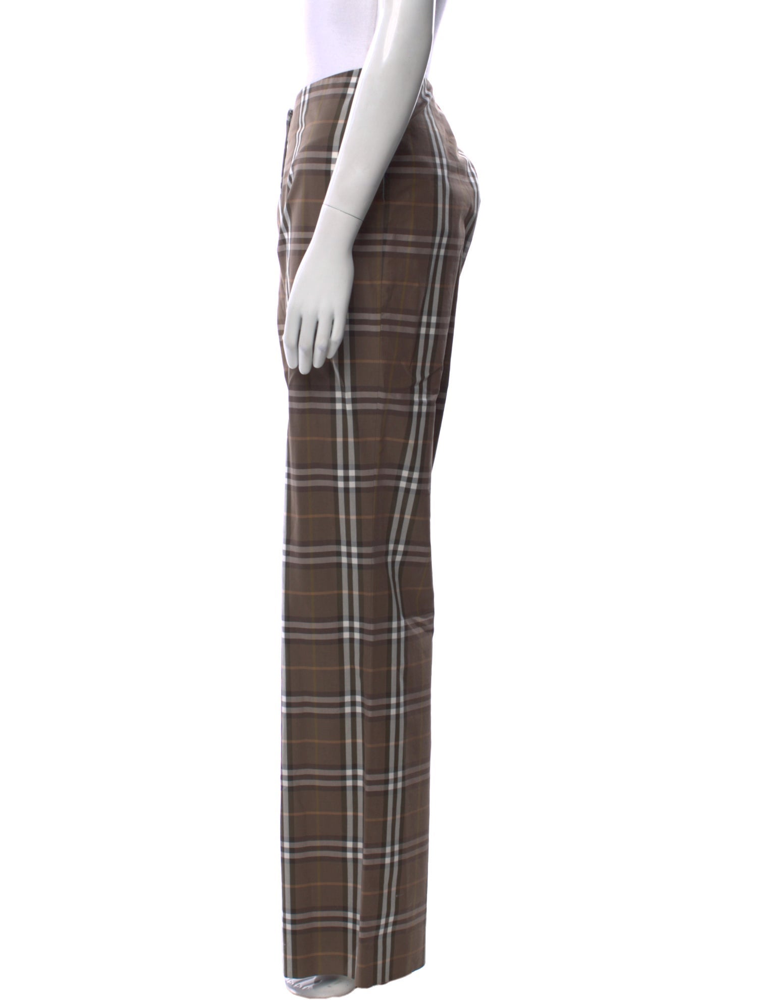 Burberry London Plaid Print Wide Leg Pants