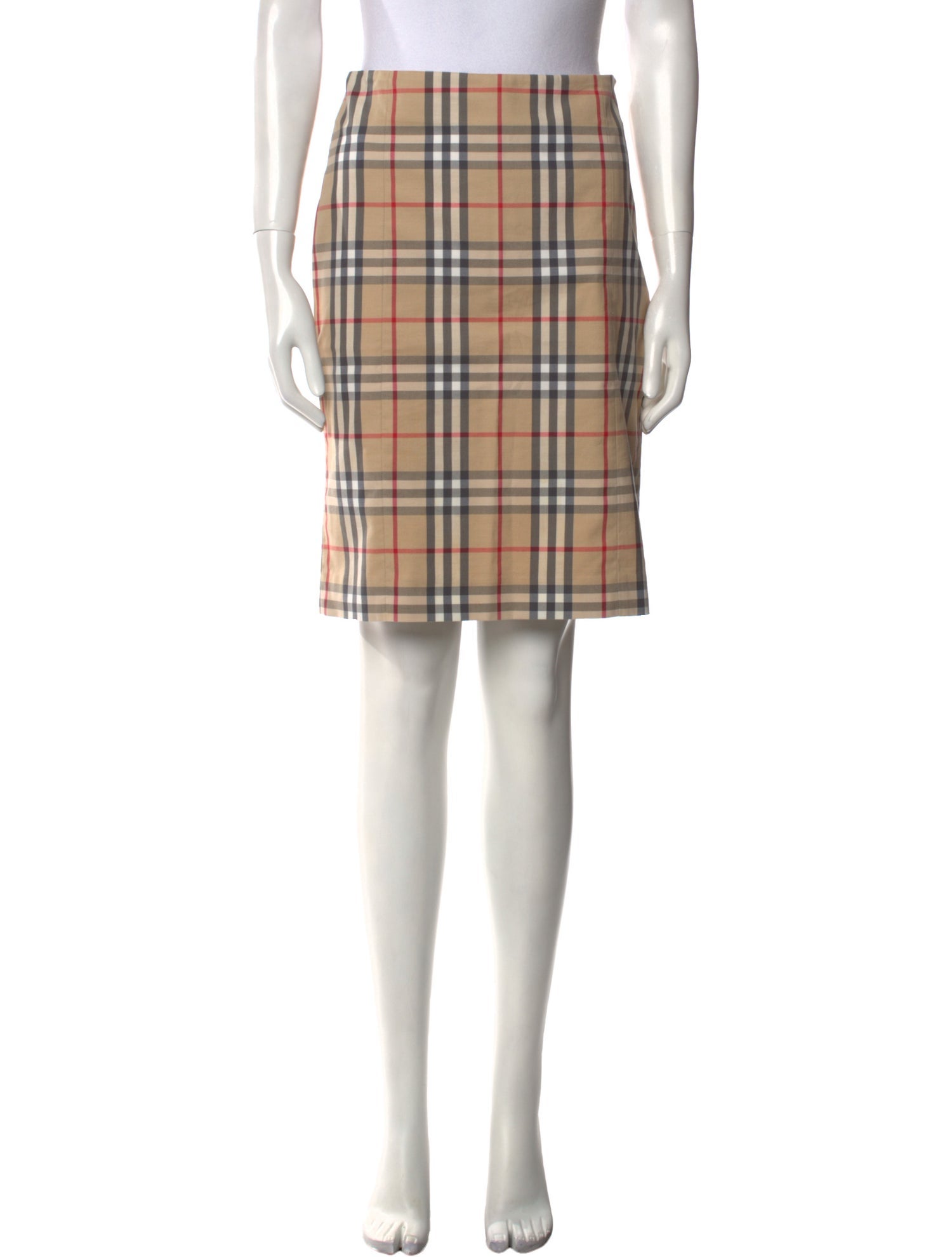 Burberry London Plaid Print Knee-Length Skirt