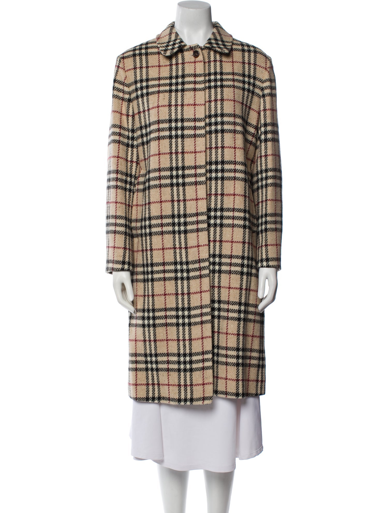 Burberry London Wool Plaid Print Coat