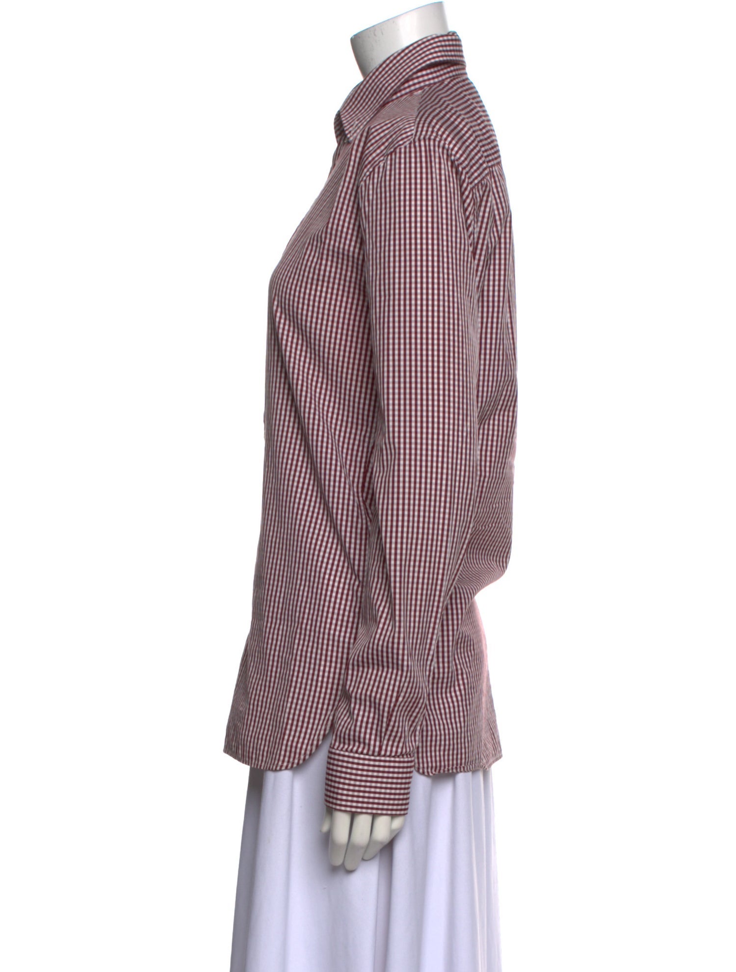 Burberry London Plaid Print Long Sleeve Button-Up Top