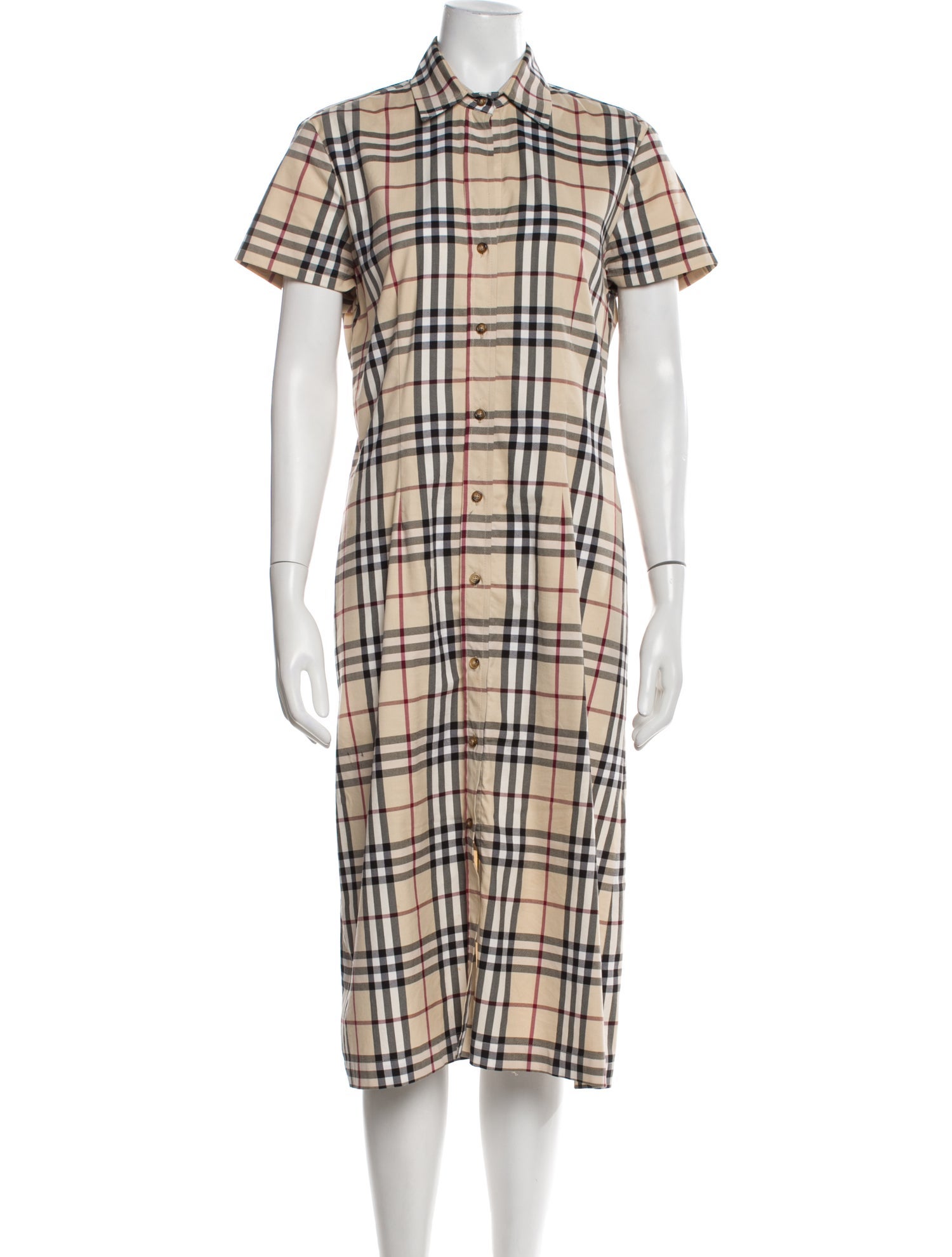Burberry London Plaid Print Midi Length Dress