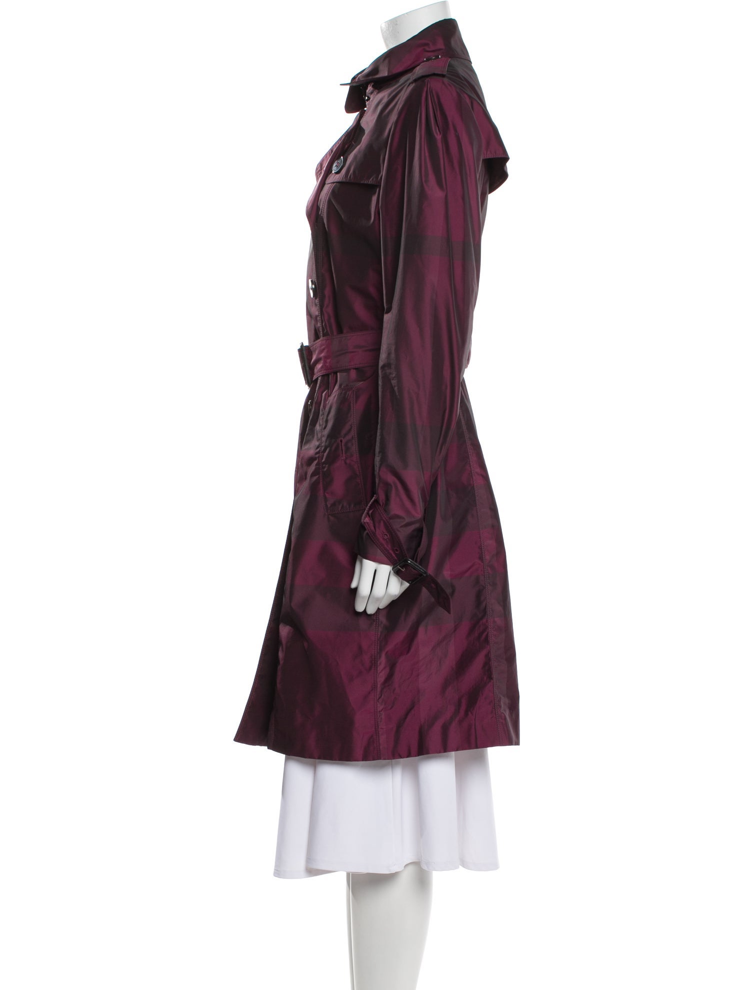 Burberry London Plaid Print Trench Coat