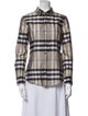 Burberry London Plaid Print Long Sleeve Button-Up Top