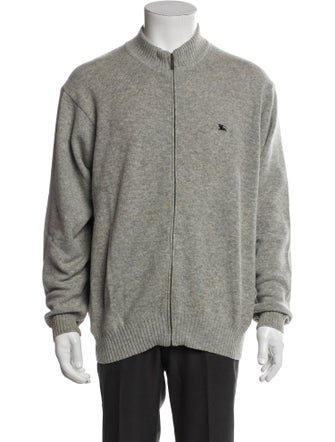 Burberry London Lambswool Mock Neck Cardigan