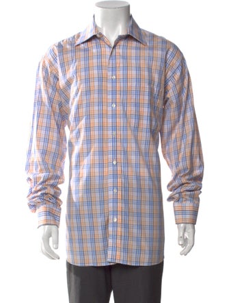 Burberry London Plaid Print Long Sleeve Dress Shirt