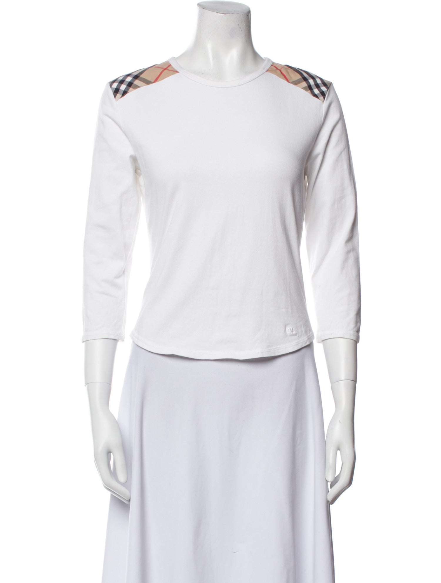 Burberry London Crew Neck Three-Quarter Sleeve Crop Top