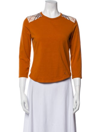 Burberry London Crew Neck Three-Quarter Sleeve Top
