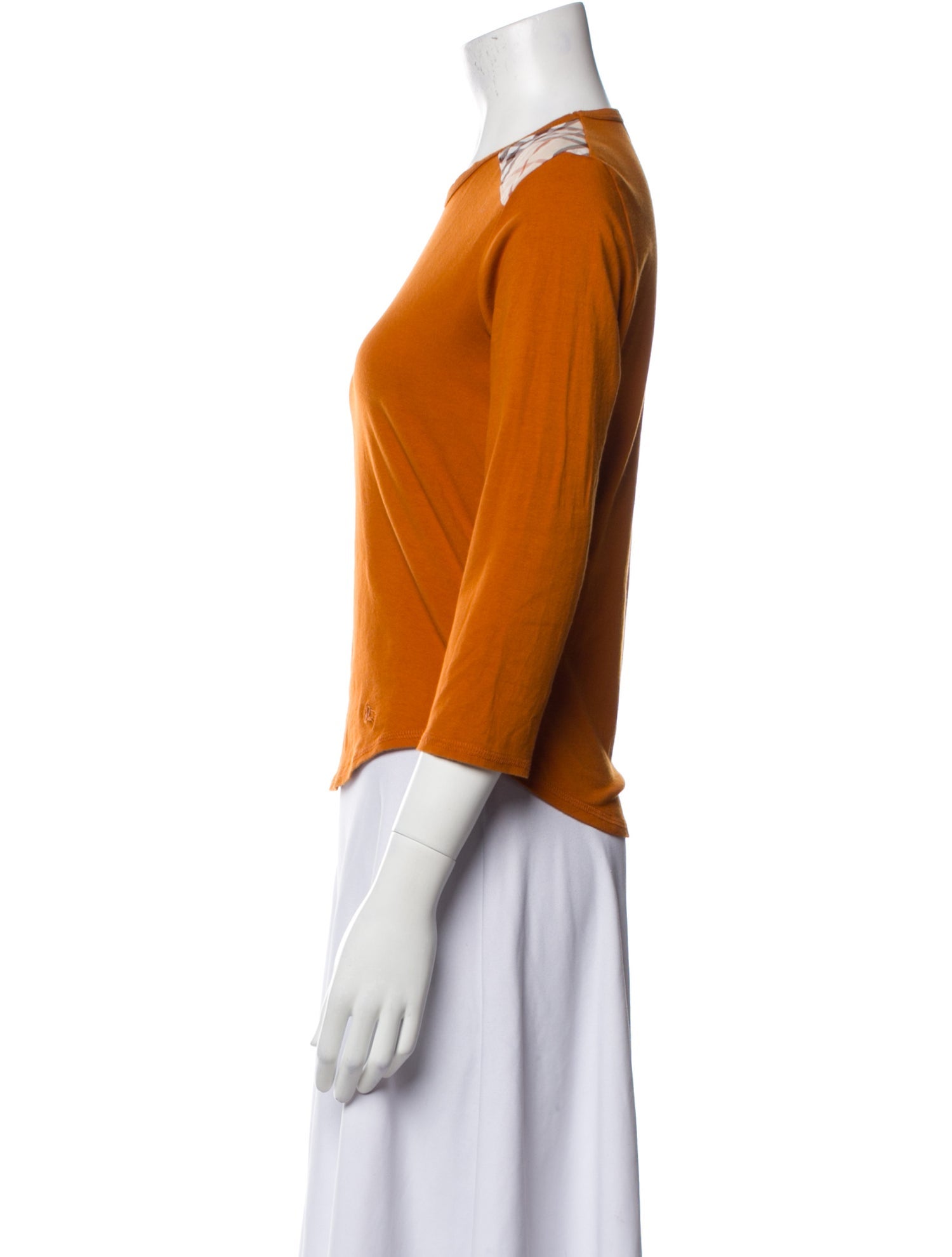 Burberry London Crew Neck Three-Quarter Sleeve Top