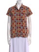 Burberry London Plaid Print Short Sleeve Button-Up Top