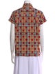 Burberry London Plaid Print Short Sleeve Button-Up Top